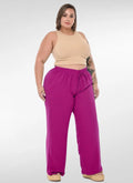 Calça Feminina plus size pantalona duna cintura elástica