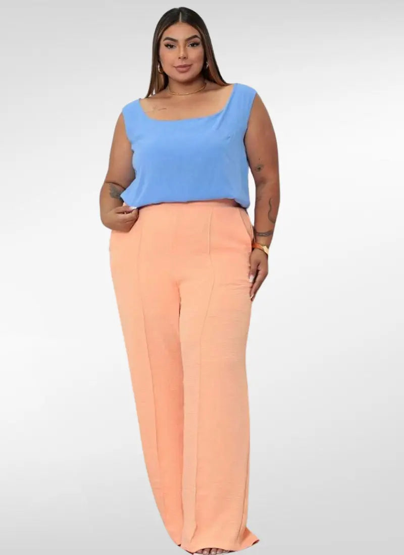 Calça Feminina plus size pantalona duna com forro