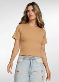 Blusa cropped em ribana canelada