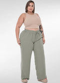 Calça Feminina plus size pantalona duna cintura elástica