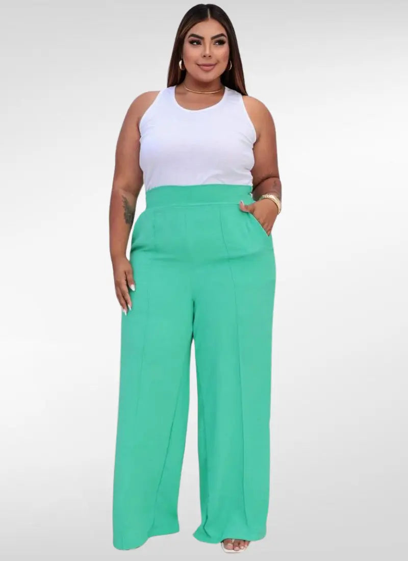 Calça Feminina plus size pantalona duna com forro