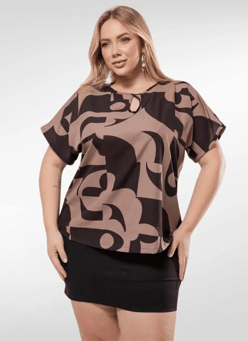 Blusa Feminina plus size manga curta