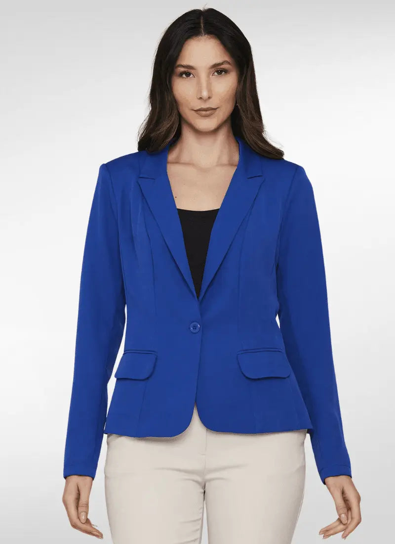 Blazer feminino forrado com ombreiras