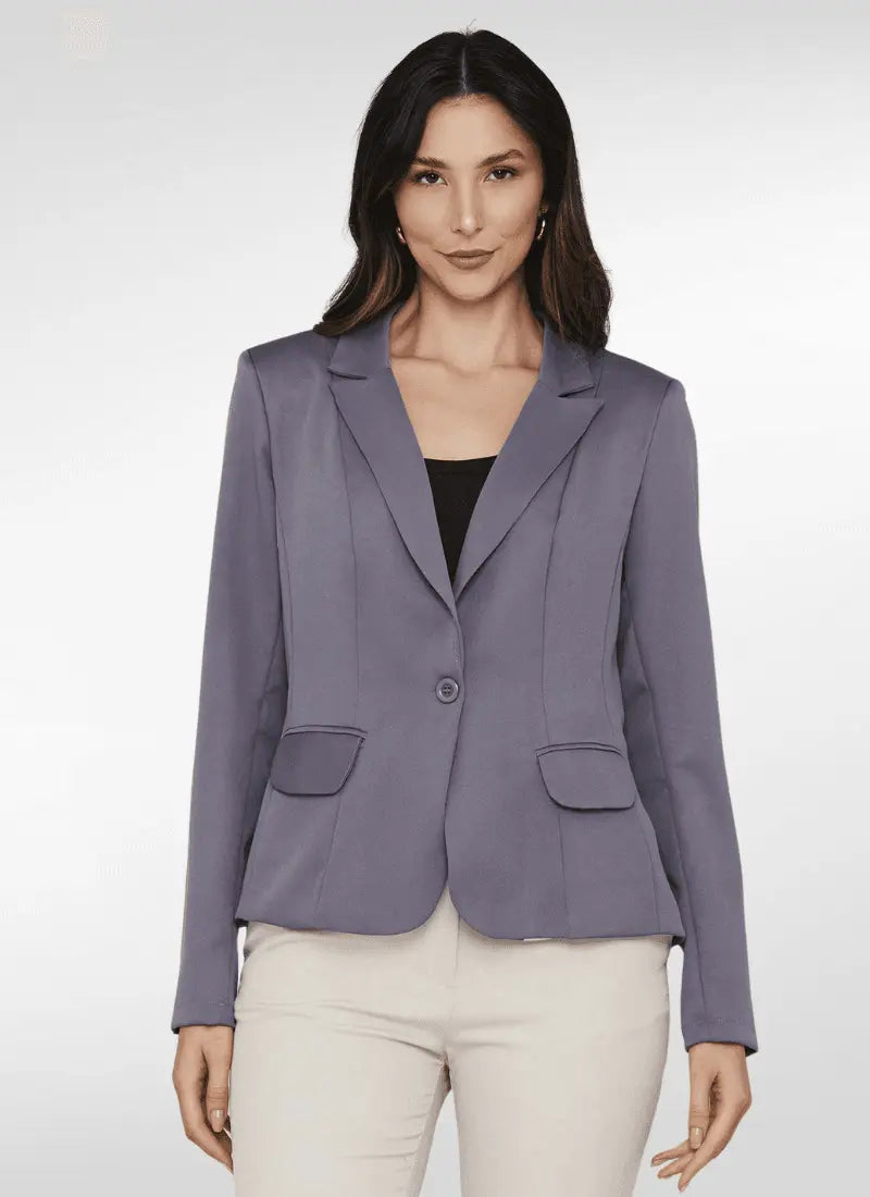 Blazer feminino forrado com ombreiras