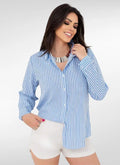 Camisa Feminina ampla listrada risco de giz