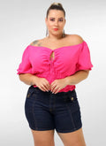 Blusa Feminina plus size ciganinha com elastex