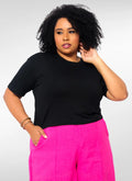 Blusa cropped plus size oversize em viscose