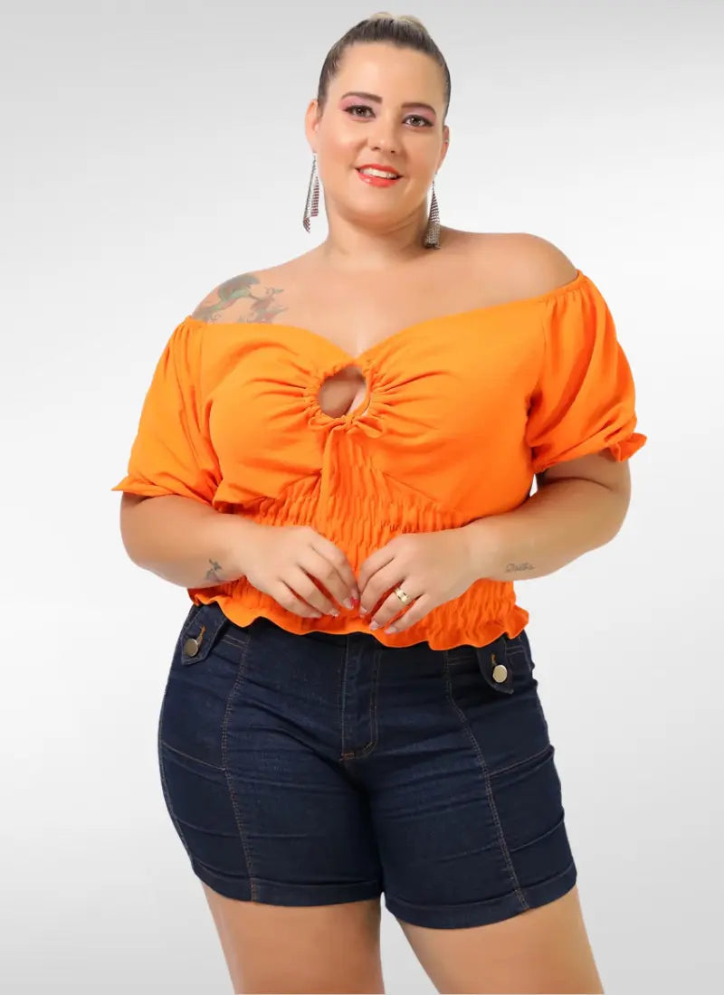 Blusa Feminina plus size ciganinha com elastex