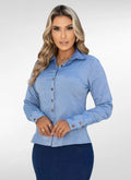 Camisa Feminina em tricoline com tons de jeans