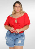 Blusa Feminina plus size ciganinha com elastex