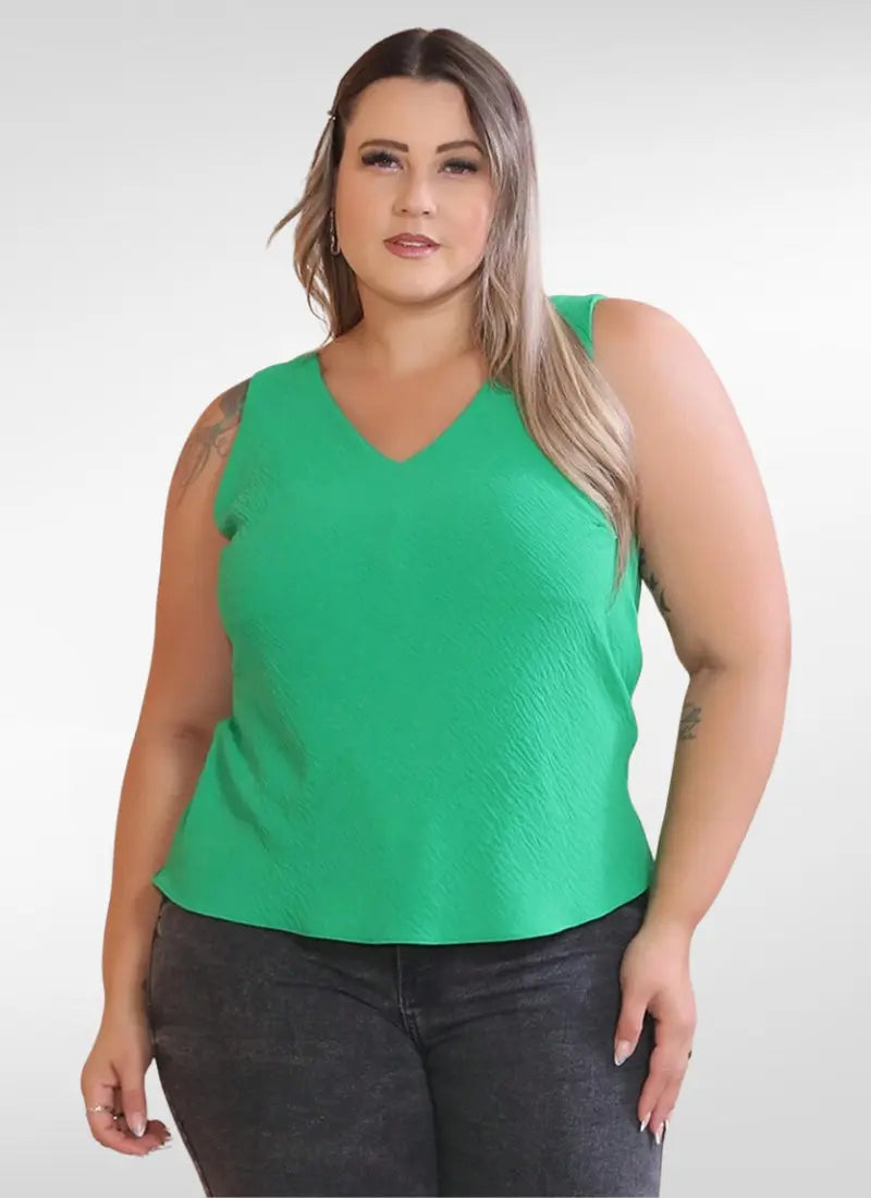 Regata Feminina plus size em tecido duna