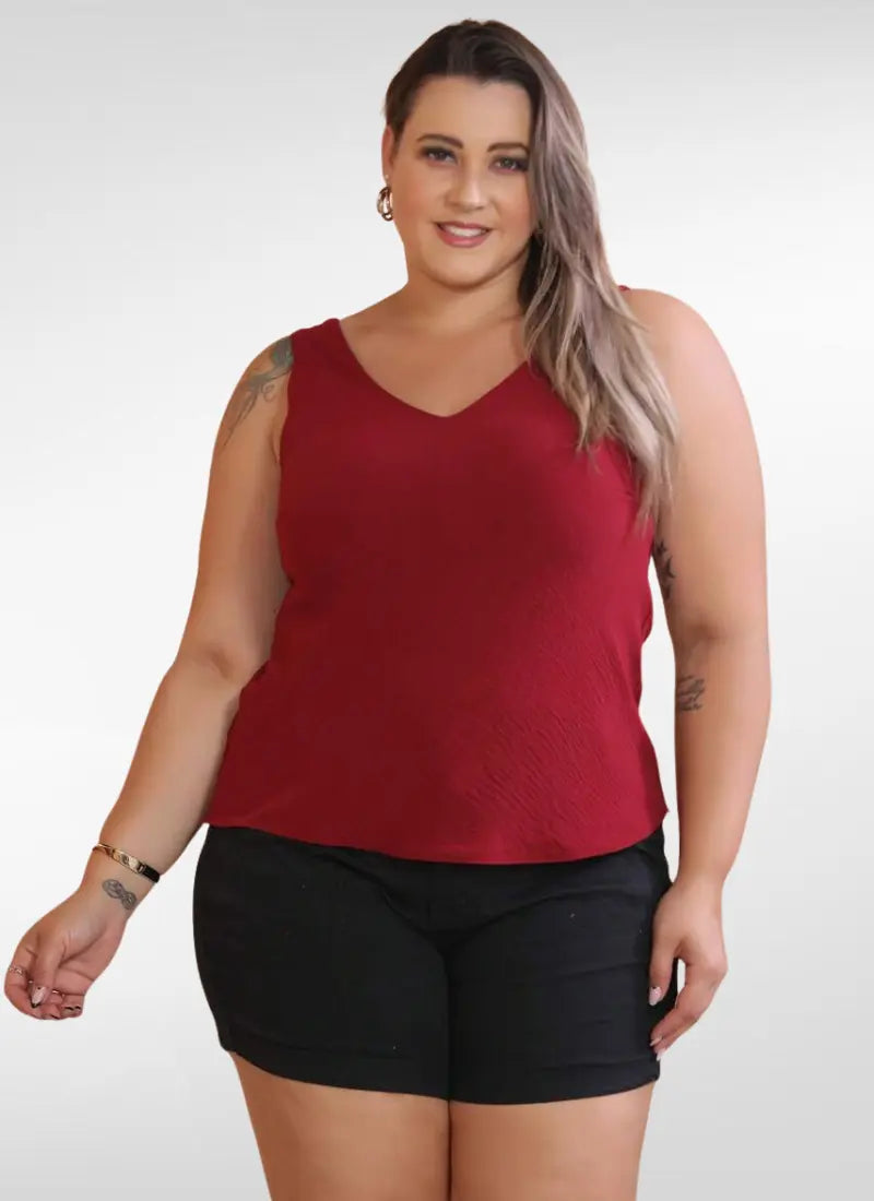 Regata Feminina plus size em tecido duna