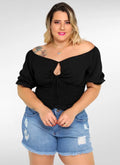 Blusa Feminina plus size ciganinha com elastex