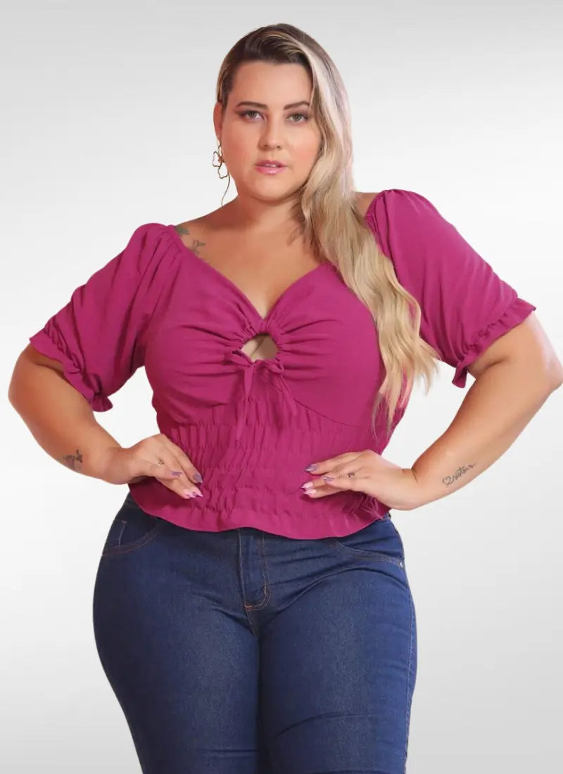 Blusa Feminina plus size ciganinha com elastex