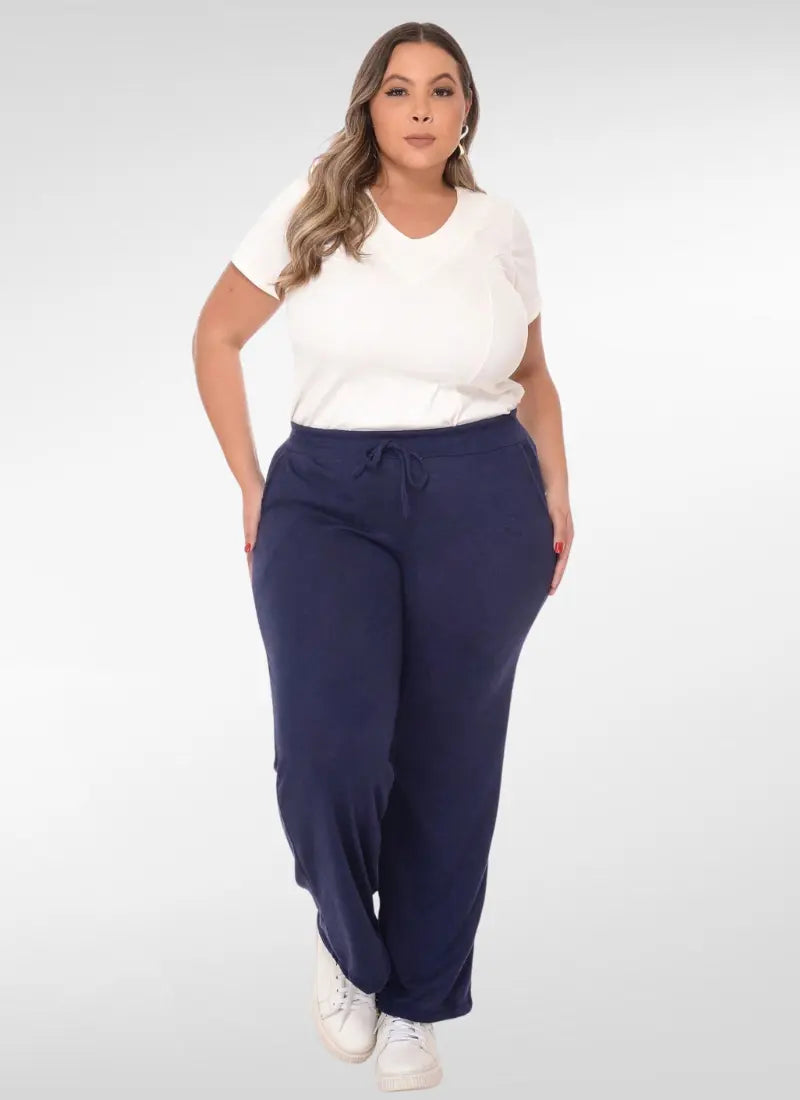 Calça Feminina plus size peluciada cintura alta