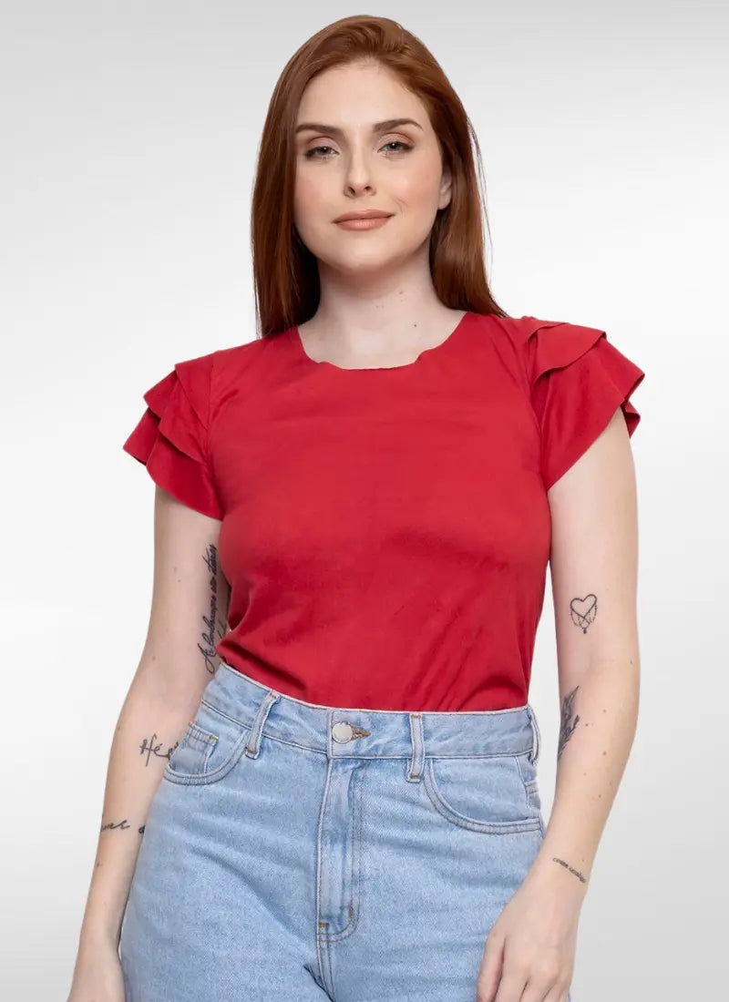 Blusa Feminina com Babado na Manga