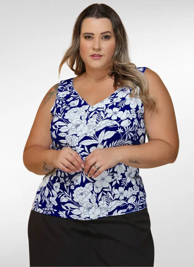 Regata Feminina plus size em tecido duna