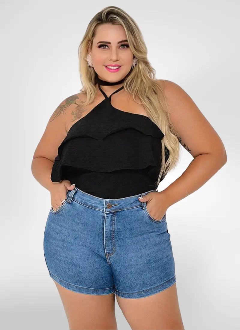 Bermuda Jeans Feminina plus size