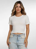 Blusa cropped em ribana canelada