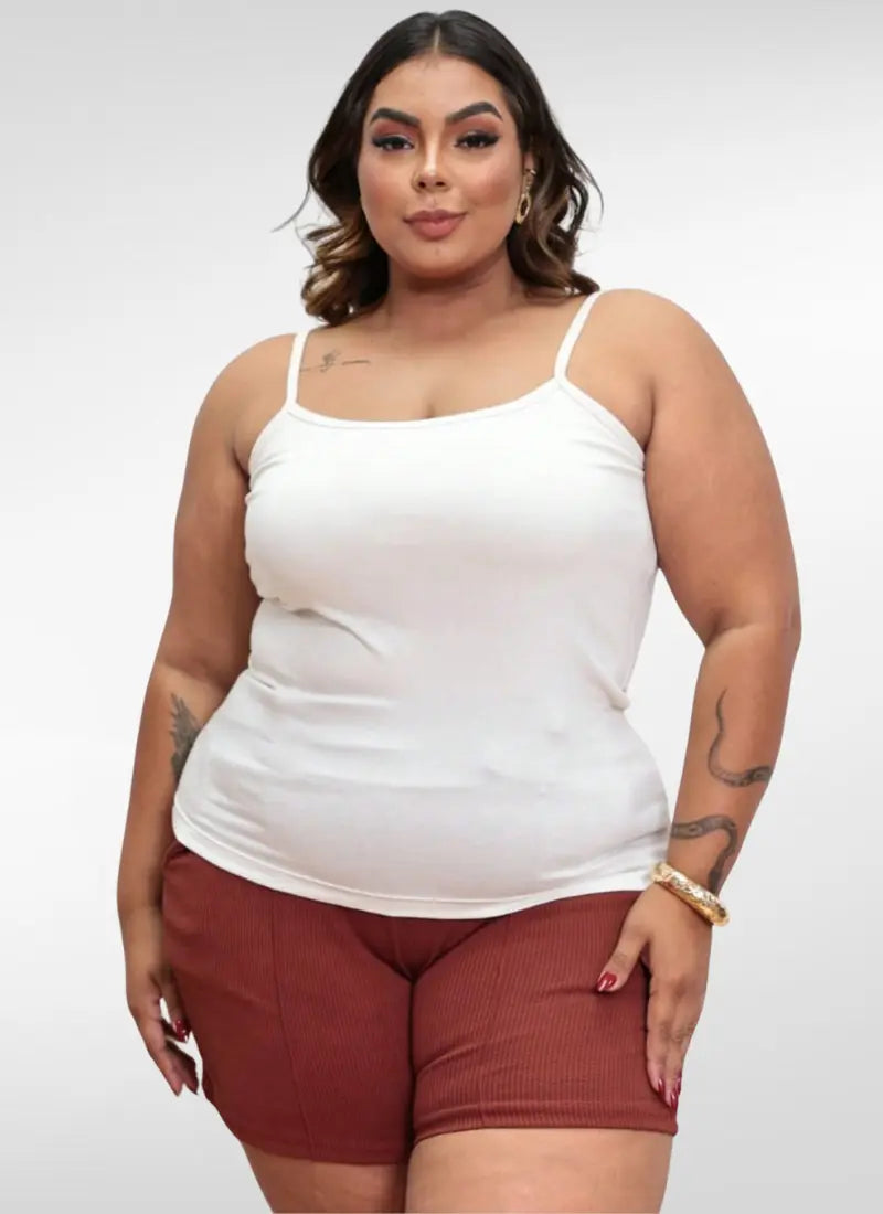 Regata Feminina plus size com forro alcinha fina