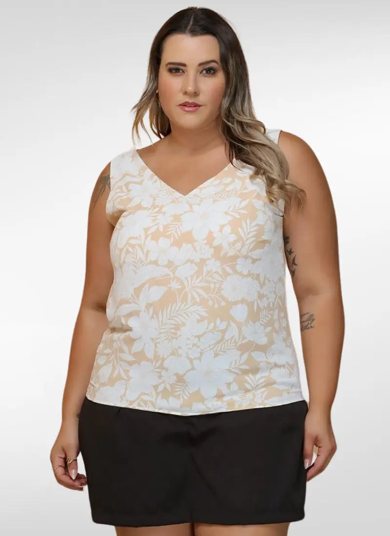 Regata Feminina plus size em tecido duna