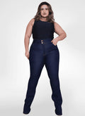 Calça Jeans Feminina plus size skinny cintura alta com bolso