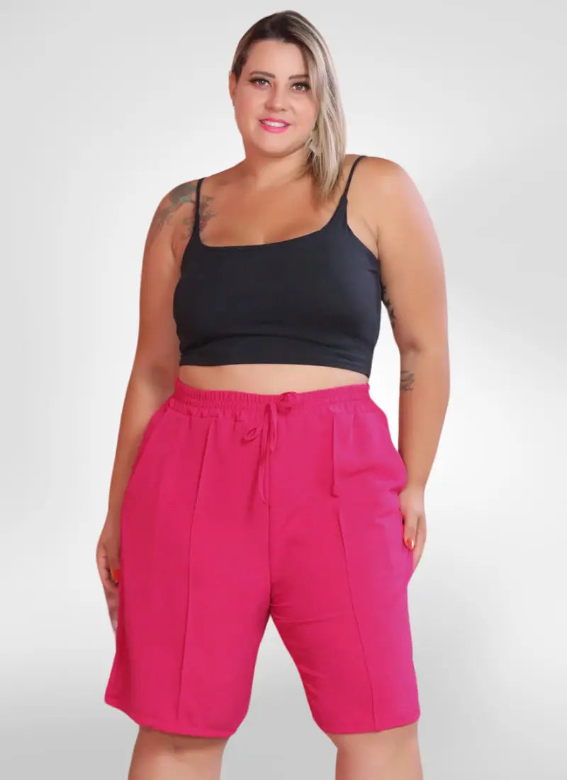 Bermuda Feminina alfaiataria plus size tecido duna