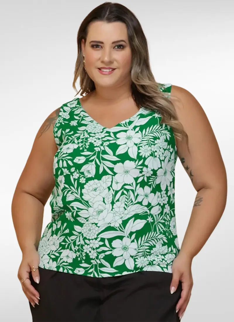 Regata Feminina plus size em tecido duna