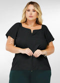 Blusa Feminina plus size ciganinha em viscolinho