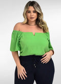 Blusa Feminina plus size ciganinha em viscolinho