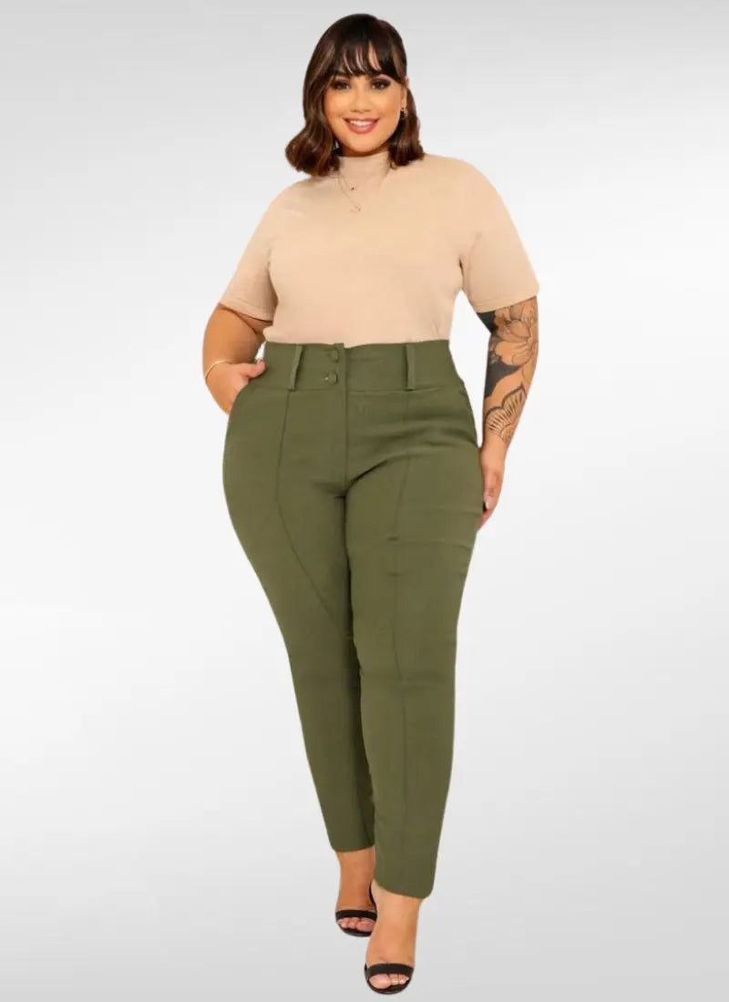 Calça Feminina plus size skinny em viscose