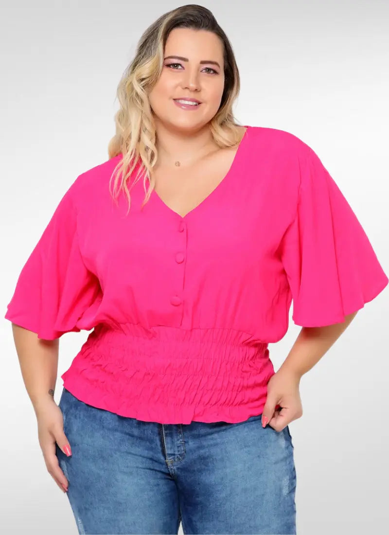 Blusa Feminina plus size manga morcego