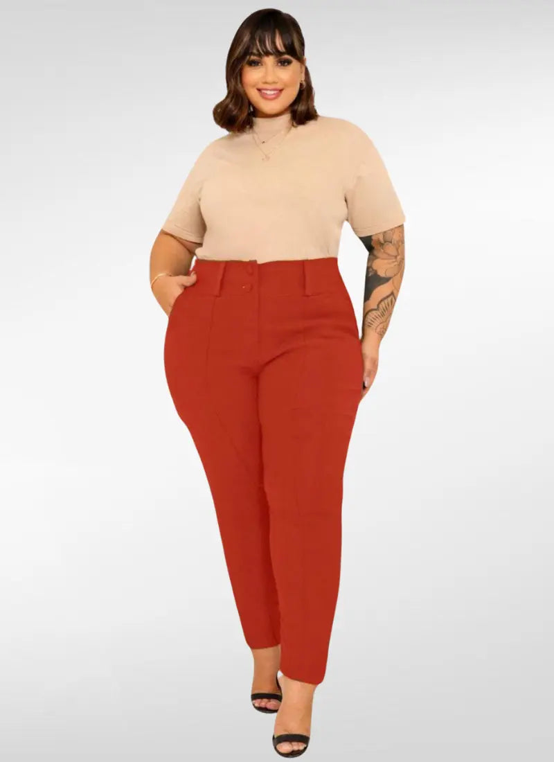 Calça Feminina plus size skinny em viscose