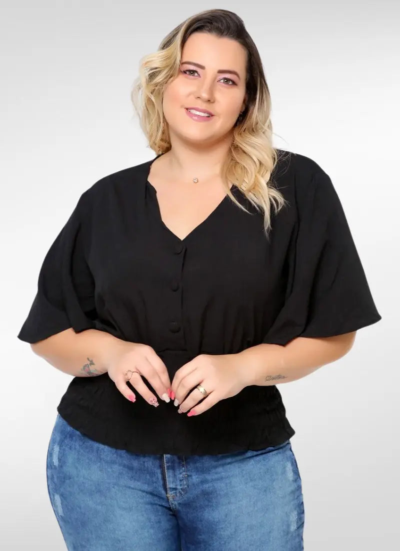 Blusa Feminina plus size manga morcego