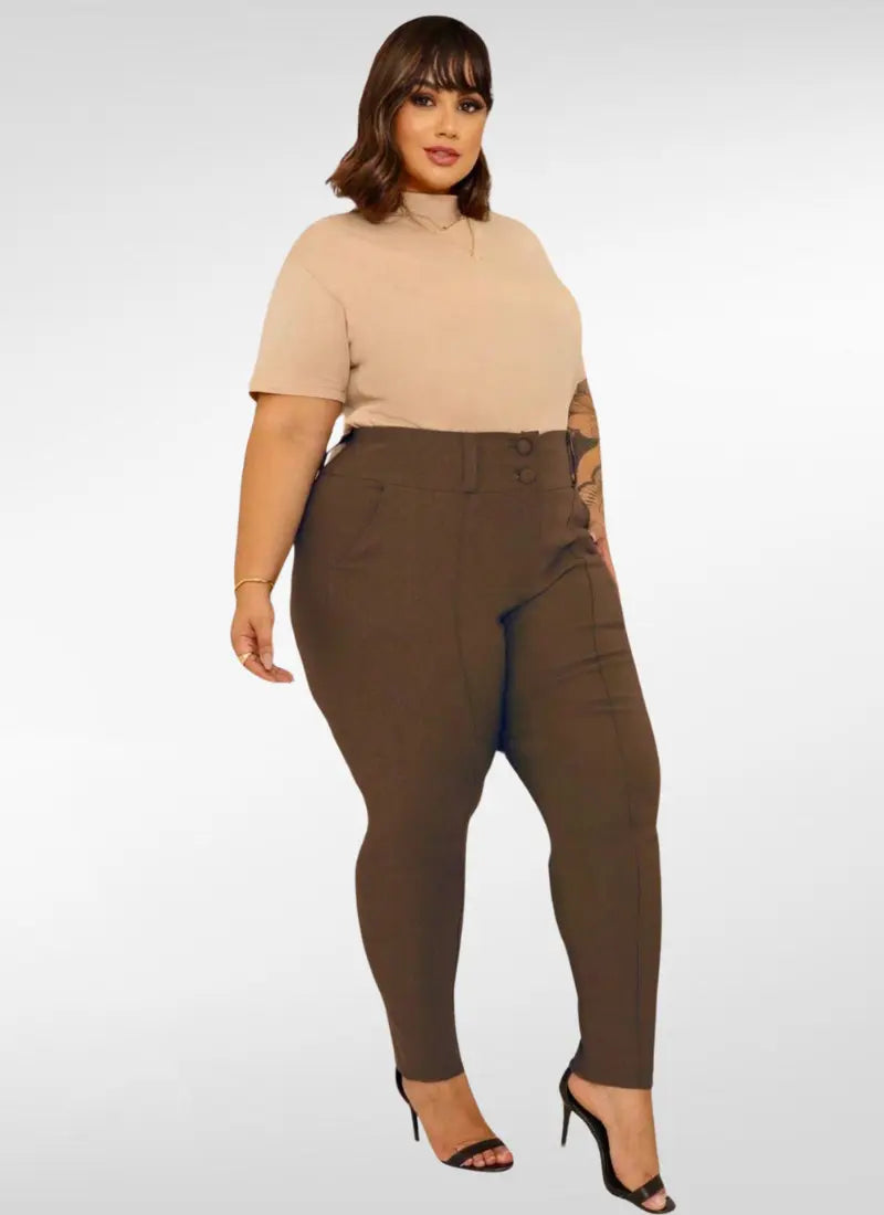 Calça Feminina plus size skinny em viscose