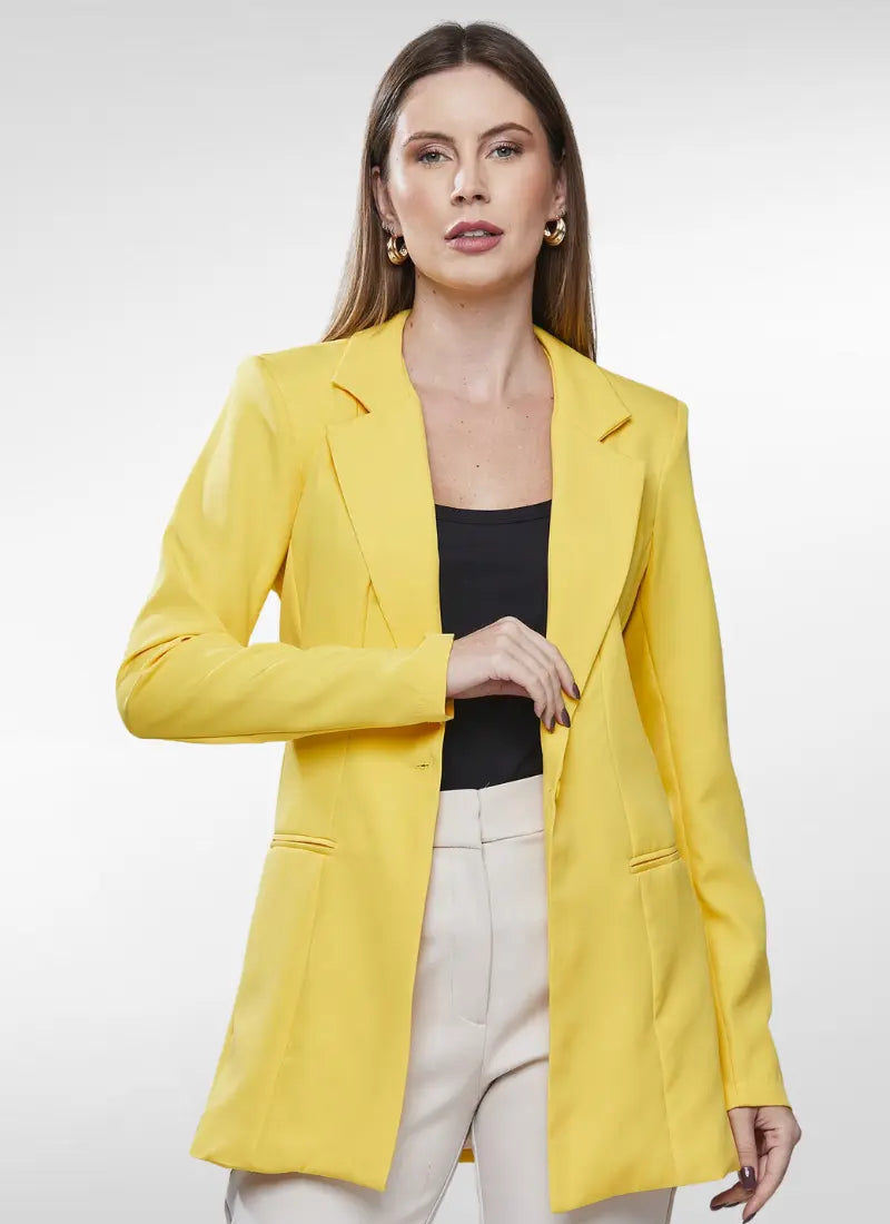 Blazer Feminino alfaiataria com forro e ombreiras