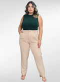 Calça Feminina alfaiataria plus size com botão