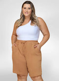 Bermuda Feminina alfaiataria plus size tecido duna