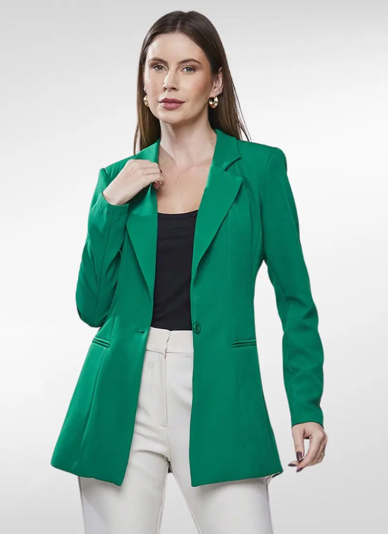 Blazer Feminino alfaiataria com forro e ombreiras