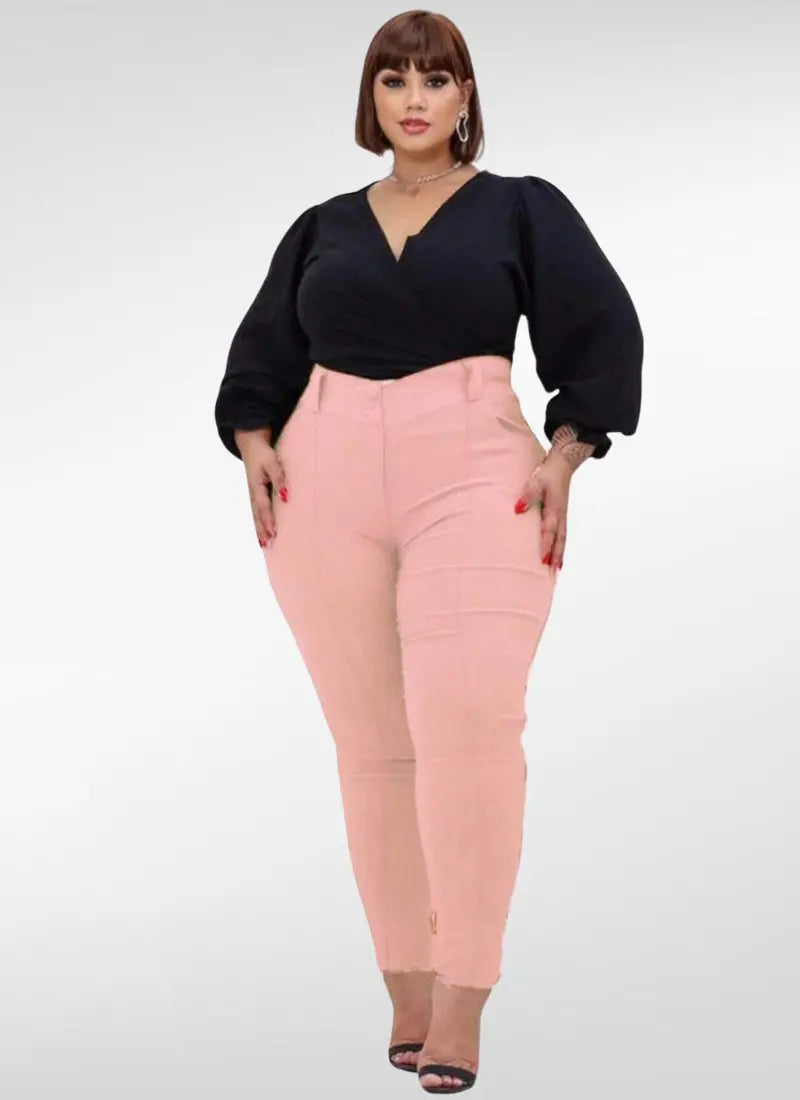 Calça Feminina plus size skinny em viscose