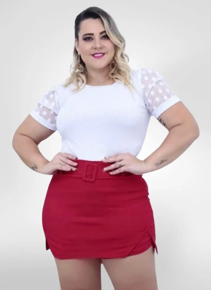 Short Saia alfaiataria plus size cintura alta