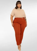 Calça Feminina alfaiataria plus size fivela dupla