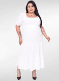 Vestido midi plus size duna com renda na cintura