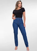 Calça Jeans Feminina Mom Cintura Alta Denim escuro