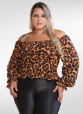 Blusa Feminina plus size ciganinha manga longa xadrez