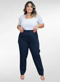 Calça Feminina alfaiataria plus size com botão