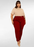 Calça Feminina alfaiataria plus size fivela dupla