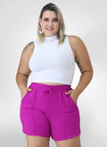 Short Feminino alfaiataria plus size tecido duna