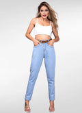 Calça Jeans Feminina Mom Com Cinto