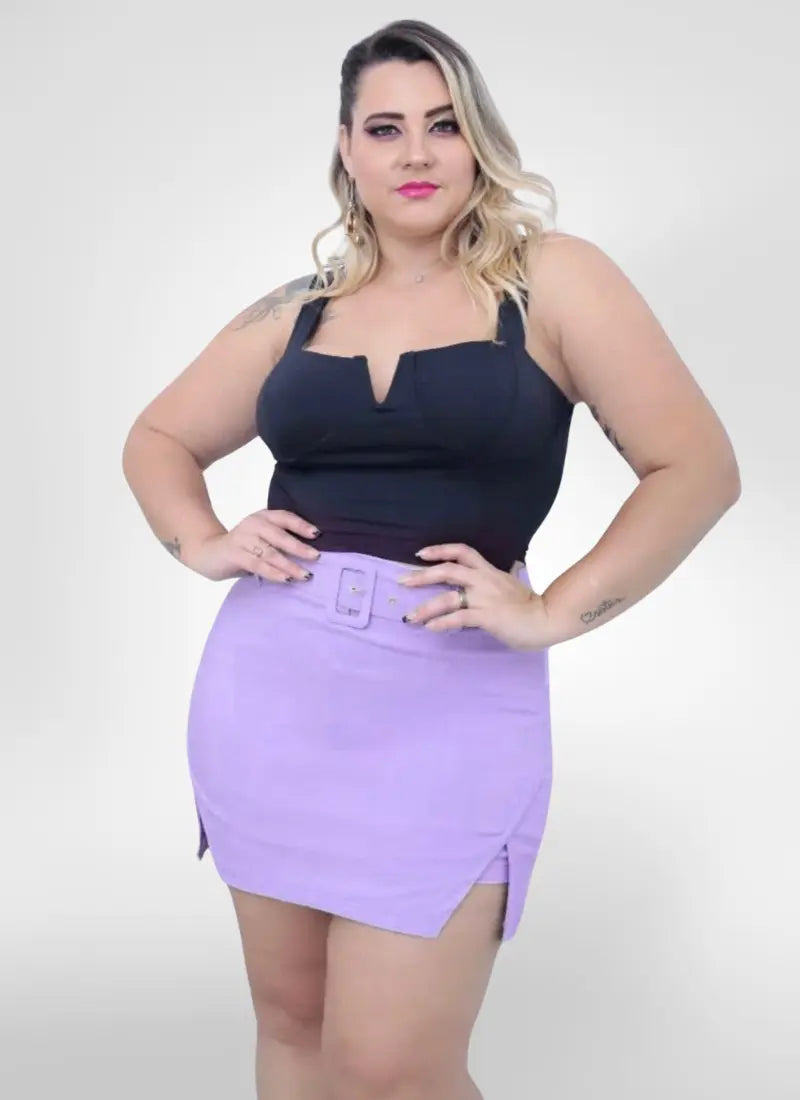 Short Saia alfaiataria plus size cintura alta